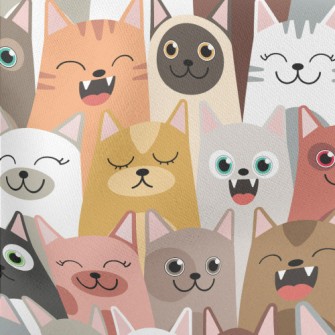 Playful Big-faced Cat Lightweight Cotton Poplin