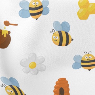 Industrious Bees Collecting Ne Lightweight Cotton Poplin