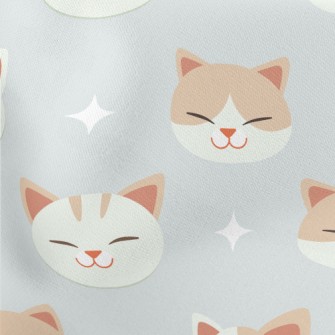 Big-headed Cat With Squinting  Lightweight Cotton Poplin