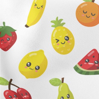Cute Expression Fruit Family Lightweight Cotton Poplin