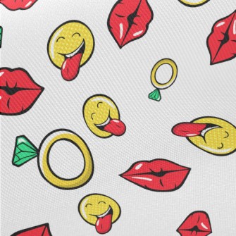 Funny Smiling Face Sticking Ou Midweight Cotton Poplin