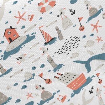 Huge Whale And Small Fish Midweight Cotton Poplin