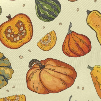 Pumpkin With Various Shapes Midweight Cotton Poplin