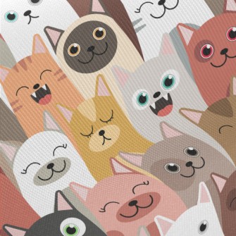 Playful Big-faced Cat Midweight Cotton Poplin