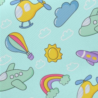 Helicopter Airplane Rocket Midweight Cotton Poplin