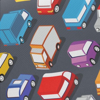 Crowded Cars On The Road Midweight Cotton Poplin