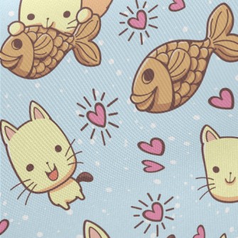 Kitten Loves To Eat Snapper Midweight Cotton Poplin