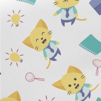 Happy Kitten Office Worker Midweight Cotton Poplin