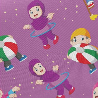 Children Walking On Stilts And Midweight Cotton Poplin