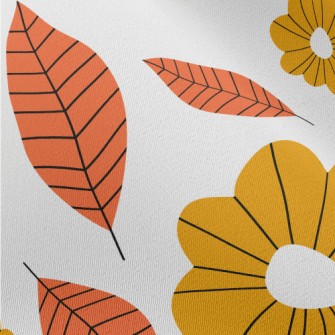 Large Flowers And Fallen Leave Chiffon