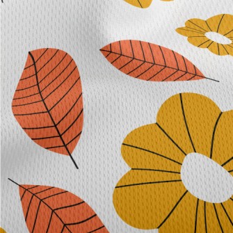 Large Flowers And Fallen Leave Athletic Mesh Flat Back