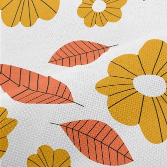 Large Flowers And Fallen Leave Performance Linen