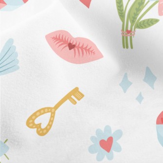 Love Lock Lips Flower Micro Fleece
