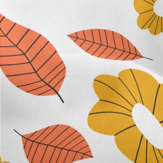 Large Flowers And Fallen Leave Lightweight Performance Linen