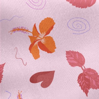 Hibiscus Leaves Falling Jersey Backed Fleece