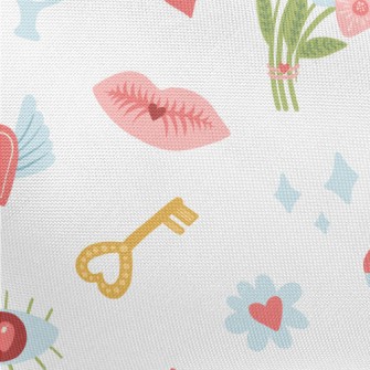 Love Lock Lips Flower Pongee