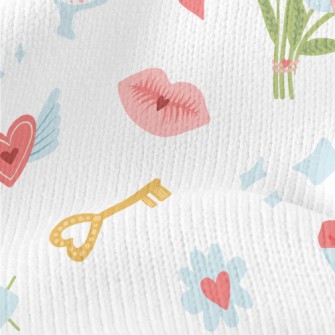Love Lock Lips Flower Stretch Jersey