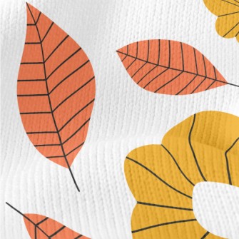 Large Flowers And Fallen Leave Stretch Jersey