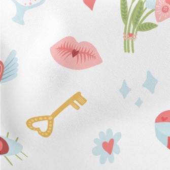 Love Lock Lips Flower Lightweight Cotton Poplin