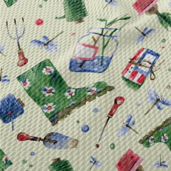 Watercolor Gardening Boots Birdseye Piqué