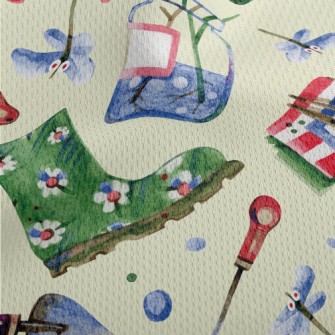 Watercolor Gardening Boots Athletic Mesh Flat Back