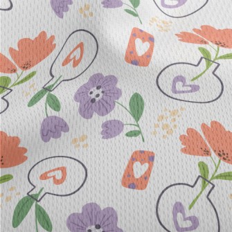 Cute Vase Flowers Athletic Mesh Flat Back