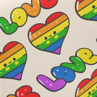 Colorful Rainbow Heart Twill