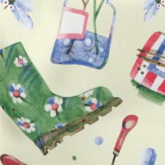 Watercolor Gardening Boots Stretch Ponte