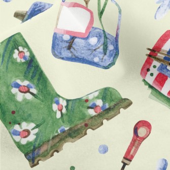 Watercolor Gardening Boots Micro Fleece