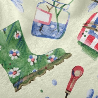 Watercolor Gardening Boots Minky