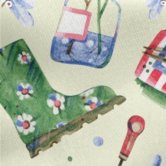 Watercolor Gardening Boots Jersey Backed Fleece