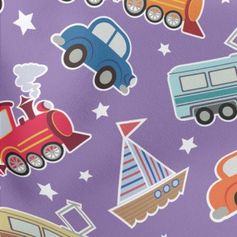 Train Car Tram Lightweight Cotton Poplin