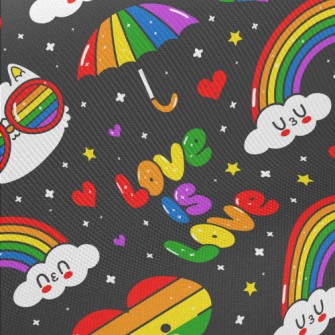 Rainbow Umbrella Of Love Midweight Cotton Poplin