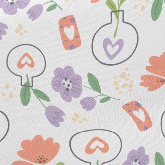 Cute Vase Flowers Midweight Cotton Poplin