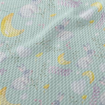 Watercolor Rabbit And Plants Birdseye Piqué