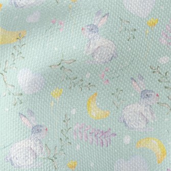 Watercolor Rabbit And Plants Waterproof Canvas