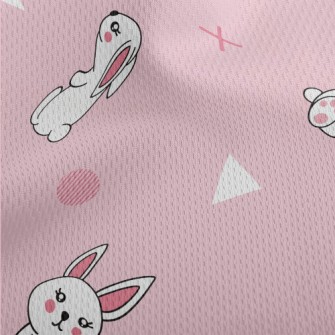 Cute Cartoon Little White Rabb Athletic Mesh Flat Back