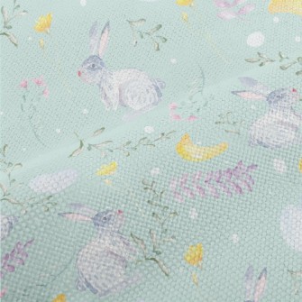 Watercolor Rabbit And Plants Performance Linen