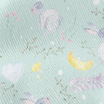 Watercolor Rabbit And Plants Standard Corduroy