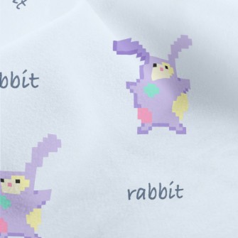 Pixel Style Purple Rabbit Micro Fleece