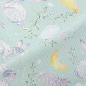 Watercolor Rabbit And Plants Piqué