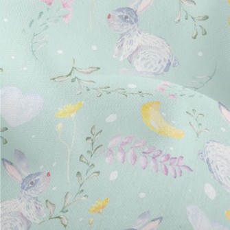 Watercolor Rabbit And Plants Lightweight Performance Linen