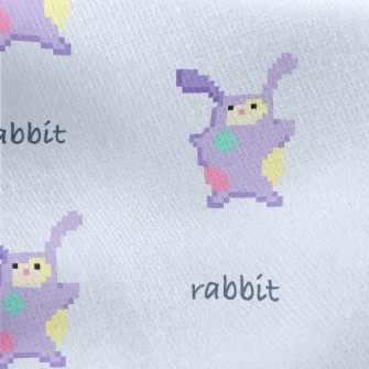 Pixel Style Purple Rabbit Jersey Backed Fleece