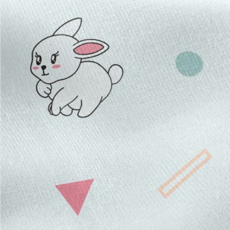 Cartoon Colorful Bunny Jersey Backed Fleece