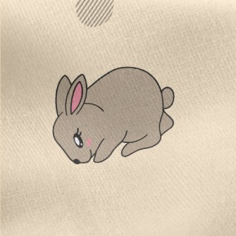 Brown Cute Rabbit Jersey Backed Fleece