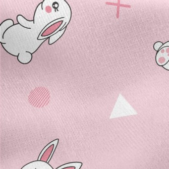 Cute Cartoon Little White Rabb Jersey Backed Fleece