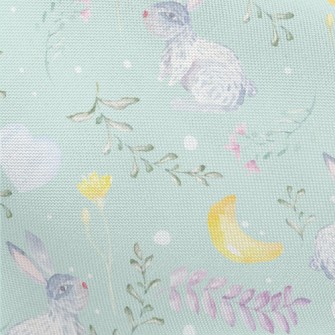 Watercolor Rabbit And Plants Pongee