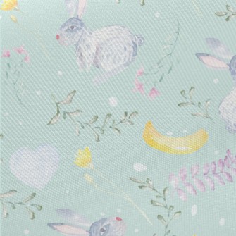 Watercolor Rabbit And Plants Midweight Cotton Poplin