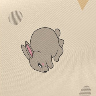 Brown Cute Rabbit Midweight Cotton Poplin