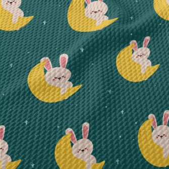 Cute Rabbit Sleeping On The Mo Birdseye Piqué